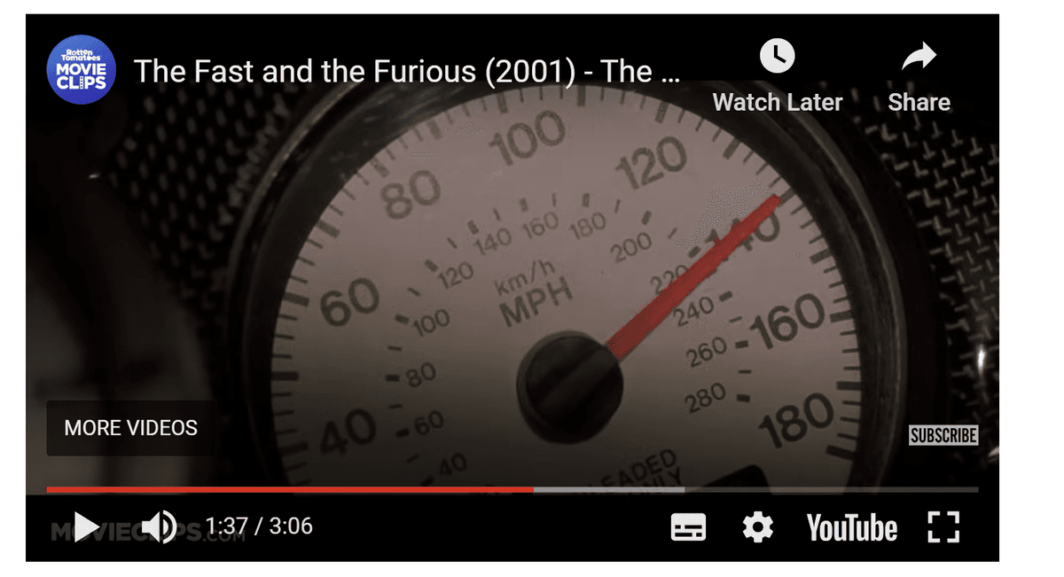 Fast and the Furious Speedometer at 140 mph